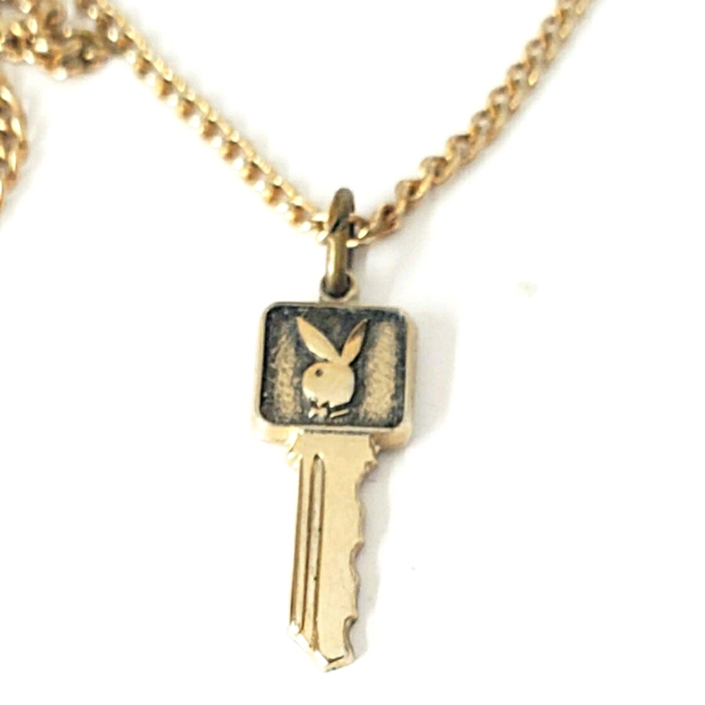 Vintage Playboy gold tone key charm pendant